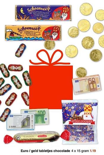 Promoties Euro - geld tabletjes chocolade - Huismerk - Wibra - Geldig van 06/11/2023 tot 19/11/2023 bij Wibra