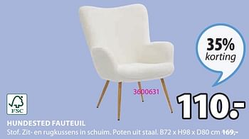 Promoties Hundested fauteuil - Huismerk - Jysk - Geldig van 06/11/2023 tot 26/11/2023 bij Jysk