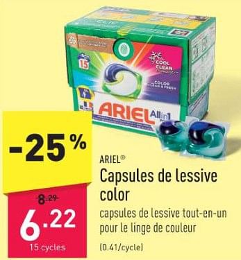 Promotions Capsules de lessive color - Ariel - Valide de 13/11/2023 à 24/11/2023 chez Aldi
