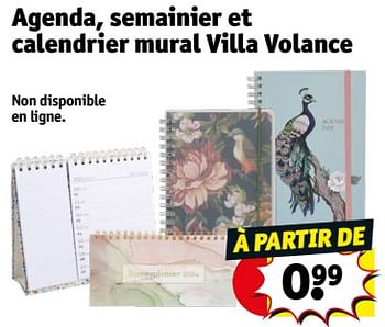 Promotions Agenda, semainier et calendrier mural villa volance - Produit maison - Kruidvat - Valide de 14/11/2023 à 19/11/2023 chez Kruidvat