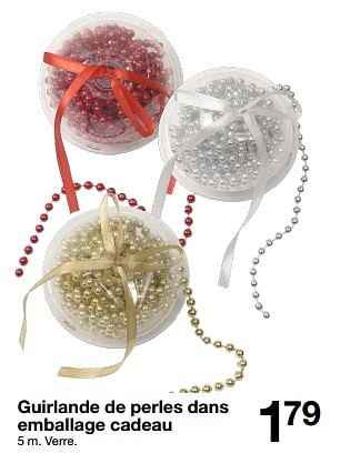 Promotions Guirlande de perles dans emballage cadeau - Produit maison - Zeeman  - Valide de 11/11/2023 à 17/11/2023 chez Zeeman