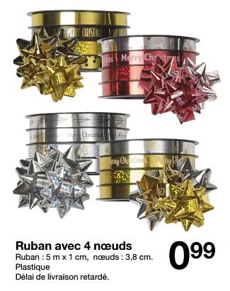 Promotions Ruban avec 4 noeuds - Produit maison - Zeeman  - Valide de 11/11/2023 à 17/11/2023 chez Zeeman