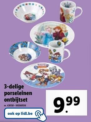 Promoties 3-delige porseleinen ontbijtset - Huismerk - Lidl - Geldig van 15/11/2023 tot 21/11/2023 bij Lidl