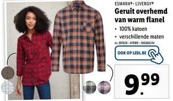 Promoties Geruit overhemd van warm flanel - Livergy - Geldig van 15/11/2023 tot 21/11/2023 bij Lidl
