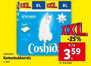 Promoties Kattenbakkorrels - Coshida - Geldig van 15/11/2023 tot 21/11/2023 bij Lidl