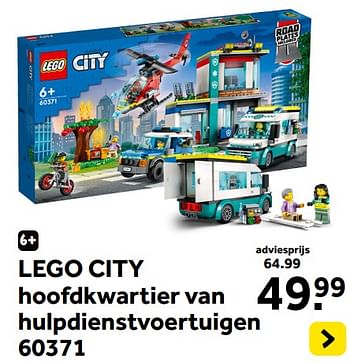 Promoties Lego city hoofdkwartier van hulpdienstvoertuigen 60371 - Lego - Geldig van 13/10/2023 tot 05/12/2023 bij Intertoys