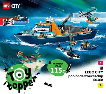Promoties Lego city poolonderzoeksschip 60368 - Lego - Geldig van 13/10/2023 tot 05/12/2023 bij Intertoys
