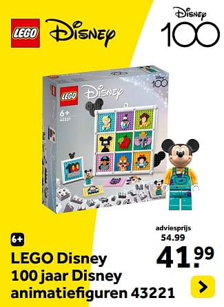 Promoties Lego disney 100 jaar disney animatiefiguren 43221 - Lego - Geldig van 13/10/2023 tot 05/12/2023 bij Intertoys