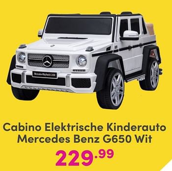 Promoties Cabino elektrische kinderauto mercedes benz g650 wit - Cabino - Geldig van 12/11/2023 tot 02/01/2024 bij Baby & Tiener Megastore