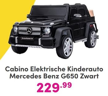 Promoties Cabino elektrische kinderauto mercedes benz g650 zwart - Cabino - Geldig van 12/11/2023 tot 02/01/2024 bij Baby & Tiener Megastore