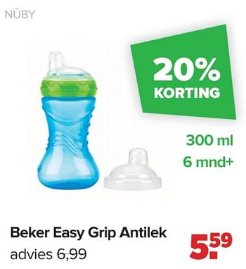 Promoties Beker easy grip antilek - Nuby - Geldig van 06/11/2023 tot 02/12/2023 bij Baby-Dump