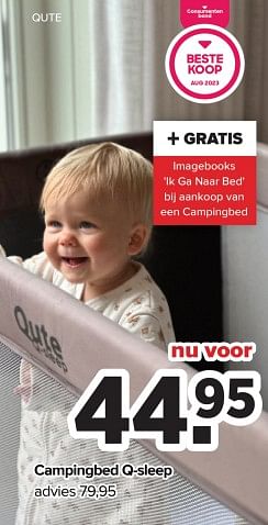 Promoties Campingbed q-sleep - Qute  - Geldig van 06/11/2023 tot 02/12/2023 bij Baby-Dump