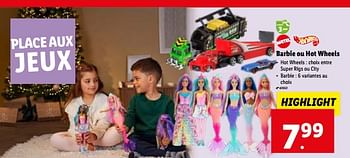 Promoties Barbie ou hot wheels - Mattel - Geldig van 15/11/2023 tot 21/11/2023 bij Lidl