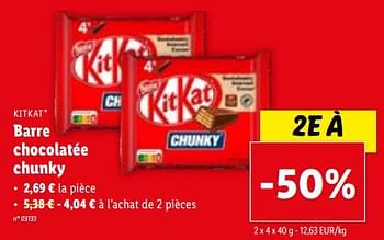 Promotions Barre chocolatée chunky - Nestlé - Valide de 15/11/2023 à 21/11/2023 chez Lidl