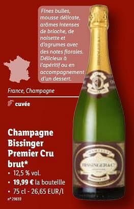 Promotions Champagne bissinger premier cru brut - Champagne - Valide de 15/11/2023 à 21/11/2023 chez Lidl