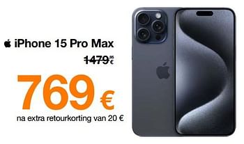 Promoties Apple iphone 15 pro max - Apple - Geldig van 13/11/2023 tot 30/11/2023 bij Orange