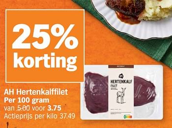 Promoties Ah hertenkalffilet - Huismerk - Albert Heijn - Geldig van 13/11/2023 tot 19/11/2023 bij Albert Heijn