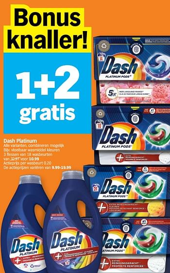 Promoties Dash platinum vloeibaar wasmiddel kleuren - Dash - Geldig van 13/11/2023 tot 19/11/2023 bij Albert Heijn