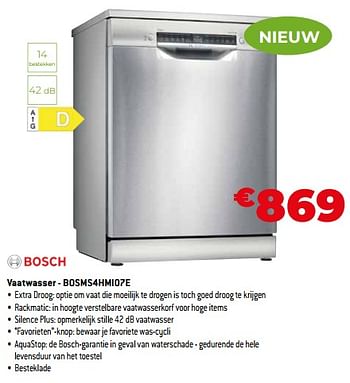 Promoties Bosch vaatwasser - bosms4hmi07e - Bosch - Geldig van 26/10/2023 tot 24/11/2023 bij Exellent