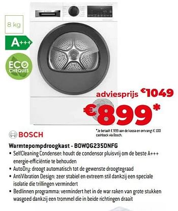 Promoties Bosch warmtepompdroogkast - bowqg235dnfg - Bosch - Geldig van 26/10/2023 tot 24/11/2023 bij Exellent