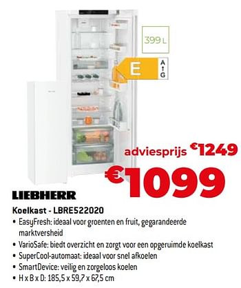 Promoties Liebherr koelkast - lbre522020 - Liebherr - Geldig van 26/10/2023 tot 24/11/2023 bij Exellent