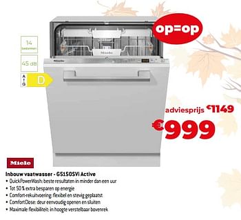 Promoties Miele inbouw vaatwasser - g5150svi active - Miele - Geldig van 26/10/2023 tot 24/11/2023 bij Exellent