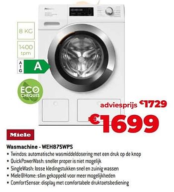 Promoties Miele wasmachine - weh875wps - Miele - Geldig van 26/10/2023 tot 24/11/2023 bij Exellent