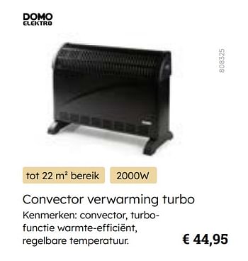 Promoties Convector verwarming turbo - Domo elektro - Geldig van 01/11/2023 tot 31/12/2023 bij Multi Bazar