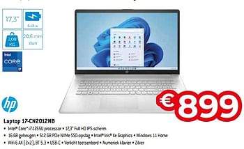 Promoties Hp laptop 17-cn2012nb - HP - Geldig van 03/11/2023 tot 30/11/2023 bij Exellent