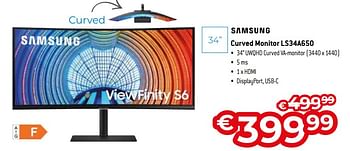 Promoties Samsung curved monitor ls34a650 - Samsung - Geldig van 03/11/2023 tot 30/11/2023 bij Exellent