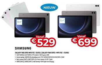 Promoties Samsung galaxy tab s9fe+ wifi-5g - sux51 - Samsung - Geldig van 03/11/2023 tot 30/11/2023 bij Exellent