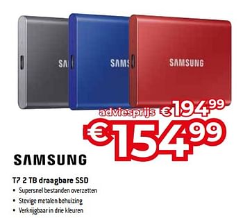 Promoties Samsung t7 2 tb draagbare ssd - Samsung - Geldig van 03/11/2023 tot 30/11/2023 bij Exellent