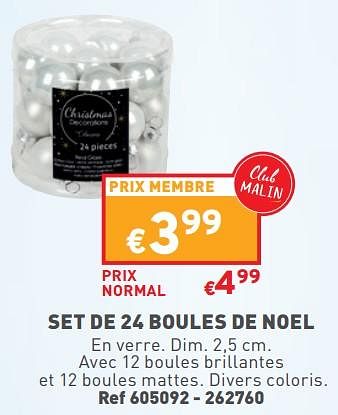 Promotions Set de 24 boules de noel - Produit maison - Trafic  - Valide de 15/11/2023 à 20/11/2023 chez Trafic