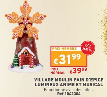 Promotions Village moulin pain d’epice lumineux anime et musical - Produit maison - Trafic  - Valide de 15/11/2023 à 20/11/2023 chez Trafic