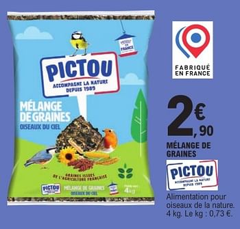 Promo PICTOU mélange graines pour oiseaux du ciel chez E.Leclerc