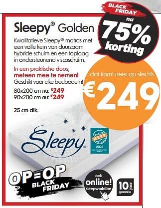 Promoties Kwalitatieve sleepy matras - Sleepy - Geldig van 08/11/2023 tot 30/11/2023 bij Sleepworld