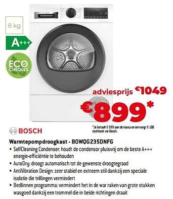 Promoties Bosch warmtepompdroogkast - bowqg235dnfg - Bosch - Geldig van 03/11/2023 tot 30/11/2023 bij Exellent