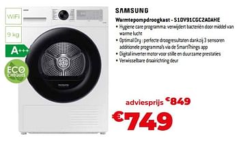 Promotions Samsung warmtepompdroogkast - s1dv91cgc2a0ahe - Samsung - Valide de 03/11/2023 à 30/11/2023 chez Exellent
