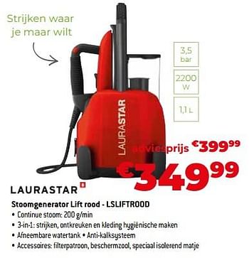 Promoties Laurastar stoomgenerator lift rood - lsliftrood - Laurastar - Geldig van 03/11/2023 tot 30/11/2023 bij Exellent