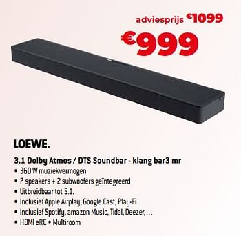 Promoties Loewe 3.1 dolby atmos - dts soundbar-- klang bar3 mr - Loewe - Geldig van 03/11/2023 tot 30/11/2023 bij Exellent