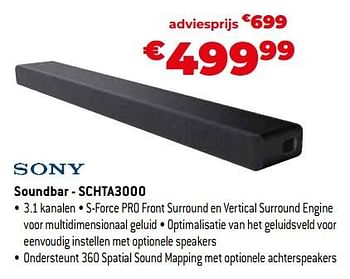 Promoties Sony soundbar - schta3000 - Sony - Geldig van 03/11/2023 tot 30/11/2023 bij Exellent