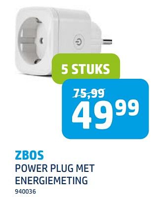 Promotions Zbos power plug met energiemeting - ZBOS - Valide de 17/11/2023 à 27/11/2023 chez Auva
