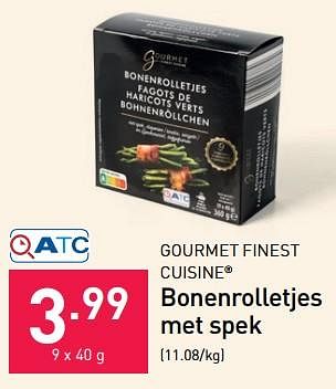 Promoties Bonenrolletjes met spek - Gourmet Finest Cuisine - Geldig van 13/11/2023 tot 31/12/2023 bij Aldi