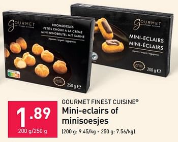 Promoties Mini-eclairs of minisoesjes - Gourmet Finest Cuisine - Geldig van 13/11/2023 tot 31/12/2023 bij Aldi