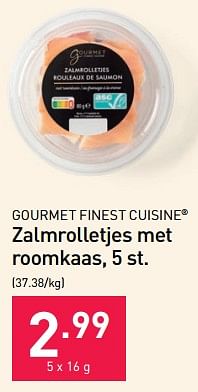 Promoties Zalmrolletjes met roomkaas - Gourmet Finest Cuisine - Geldig van 13/11/2023 tot 31/12/2023 bij Aldi