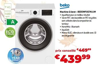 Promotions Beko machine à laver - beb3wfu57411w - Beko - Valide de 03/11/2023 à 30/11/2023 chez Exellent