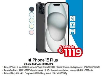 Promotions Apple iphone 15 plus - iphmu0-1 - Apple - Valide de 03/11/2023 à 30/11/2023 chez Exellent