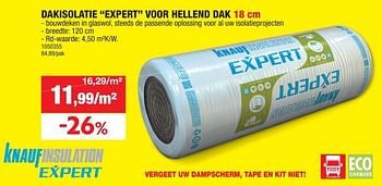 Promotions Dakisolatie expert voor hellend dak - Knauf - Valide de 06/11/2023 à 19/11/2023 chez Hubo