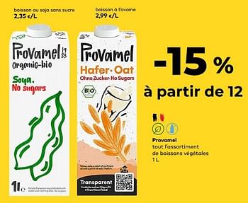 Promotions Provamel tout l’assortiment de boissons végétales - Provamel - Valide de 08/11/2023 à 05/12/2023 chez Bioplanet