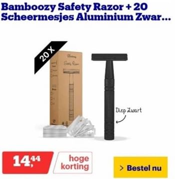 Promoties Bamboozy safety razor + 20 scheermesjes aluminium - Bamboozy - Geldig van 13/11/2023 tot 19/11/2023 bij Bol.com
